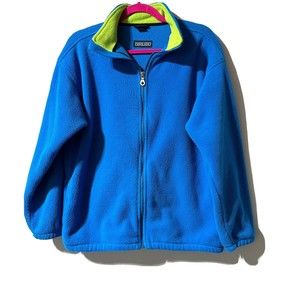 Land's End Womens Polartec Fleece Sweater Jacket Full Zip Sweatshirt Size L Blue